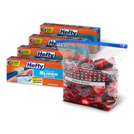 Hefty Calendar Slider Gallon Freezer Bags, 1 Gallon Size Slider Bags with Stand and Fill Expandable Bottoms, Helps Prevent Freezer Burn, 25 Count (Pack of 4)