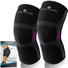 KINETIC EVOLUTION Pack of 2 Knee Support for Men and Women, Compression Knee Support, Sports Knee Pads for Running, Basketball, Sports, Volleyball, Weightlifting (XL, Pink)