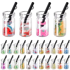 YionZian 50 Pieces Mini Cute Fruit Juice Drink Charm Glass Bottle Pendant for Diy Earring Keychain Craft Jewelry Making