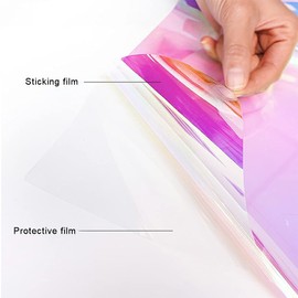 Red Chameleon Transparent Window Tint Film Holographic Decorative Vinyl Glass Film Self Adhesive DIY for Children Handmade Craft 35.4inch X8.2feet