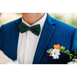 HISDERN Bow Ties for Men Green Solid Color Pre Tied Bow Tie and Pocket Square...