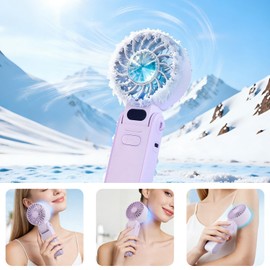 Ventilatore portatile con refrigeratore per il ghiaccio, mini ventilatore portatile ricaricabile a batteria, display a LED con ventola turbo a 5 marce, raffreddamento fino a 15 ore, ventole personali