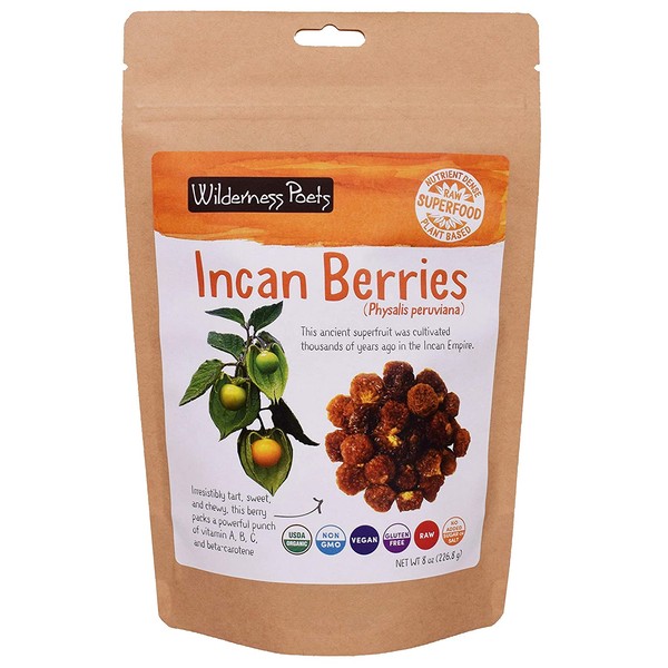 Wilderness Poets Incan Berries - Golden Berries - Organic, Raw, Sun-Dried Superfood (8 Ounce)