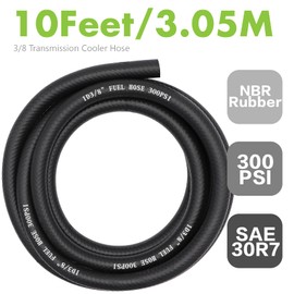 Jeemiter 3/8" ID Fuel Line Hose 10FT - SAE 30R7 NBR Rubber Replacement Kit with 10 Clamps for Gas, Diesel, Oil & Coolant - Fits Automotive, Marine, Lawn Mower, Small Engines