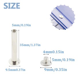 Ruidee 100Pcs/50Set Chicago Screws M5x35mm Book Binding Rivets Screw Posts Round Flat Head Stud Screw for DIY Leather Albums (DZBD/M5x35)