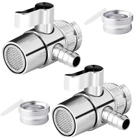 2 Pack Faucet Diverter Valve with Aerator for Countertop Water Filter,Faucet Adapter to 3/8" Barb outlet,Faucet Splitter for Water Diversion (2)