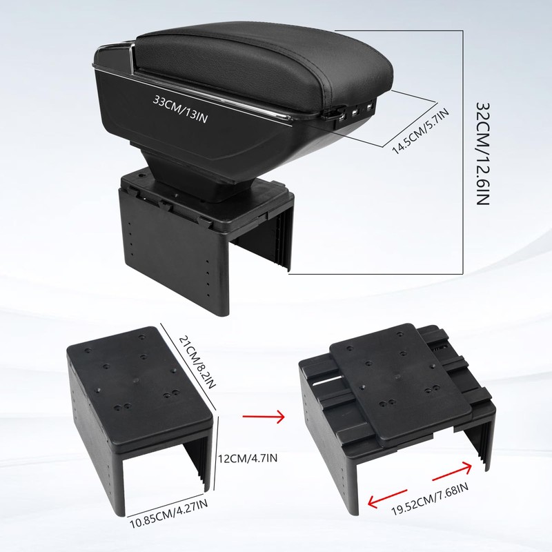 Htostar Racing Car Armrest Box with Double Layer Storage, Black