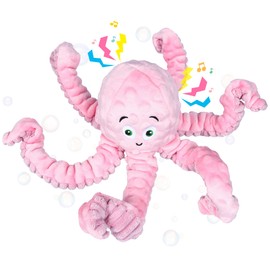 BUYPOW Dog Squeaky Toys Octopus - Tough Plush Large Medium & Small Dog Toys - Stuffed Animals Puppy Toys - Funny Cute Dog for Dog Birthday Presents (Octopus Pink)