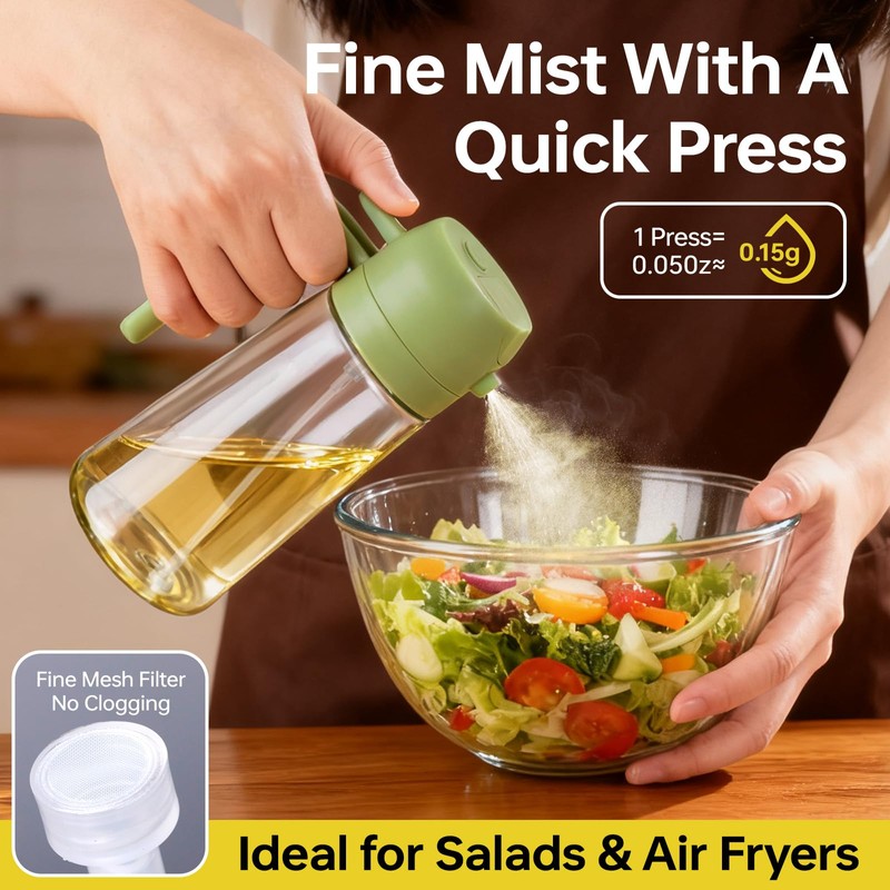 RMNJPW 2Pcs Glass Oil Sprayer for Cooking 16oz/470ml, Kitchen Gadget