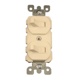 Leviton 5241-T 15 Amp, 120/277 Volt, Duplex Style Single-Pole/3-Way Ac Combination Switch, Commercial Grade, Light Almond