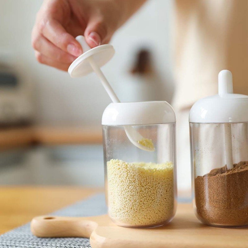 2Pcs Wheat Straw Seasoning Container Jar Cruet Set Kitchen Seasoning