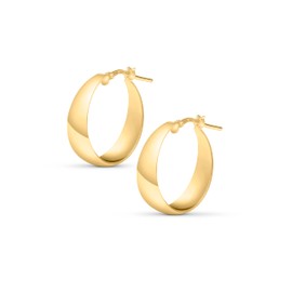Amberta Women Handmade 925 Sterling Silver Chunky Hoop Earrings: Chunky Gold Hoop Earrings 20 mm