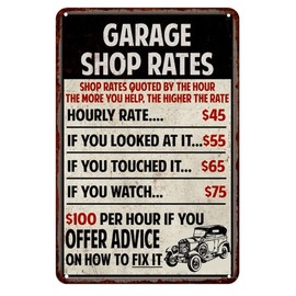 Garage Rustic Wall Décor Mechanic Signs Pops Decorations Mechanics Automotive Man Cave Bar Tin Vintage Car Funny Retro Plaque Dads Gift 8 x 12