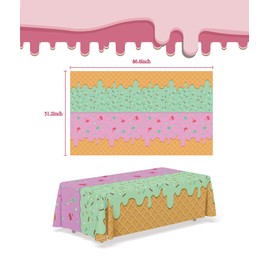 OHOME Ice Cream Party Decorations - Disposable Tablecloth for Ice Cream Birthday Party Decorations - Plastic Table Cover for Summer Bar Party Banner,2 Pack