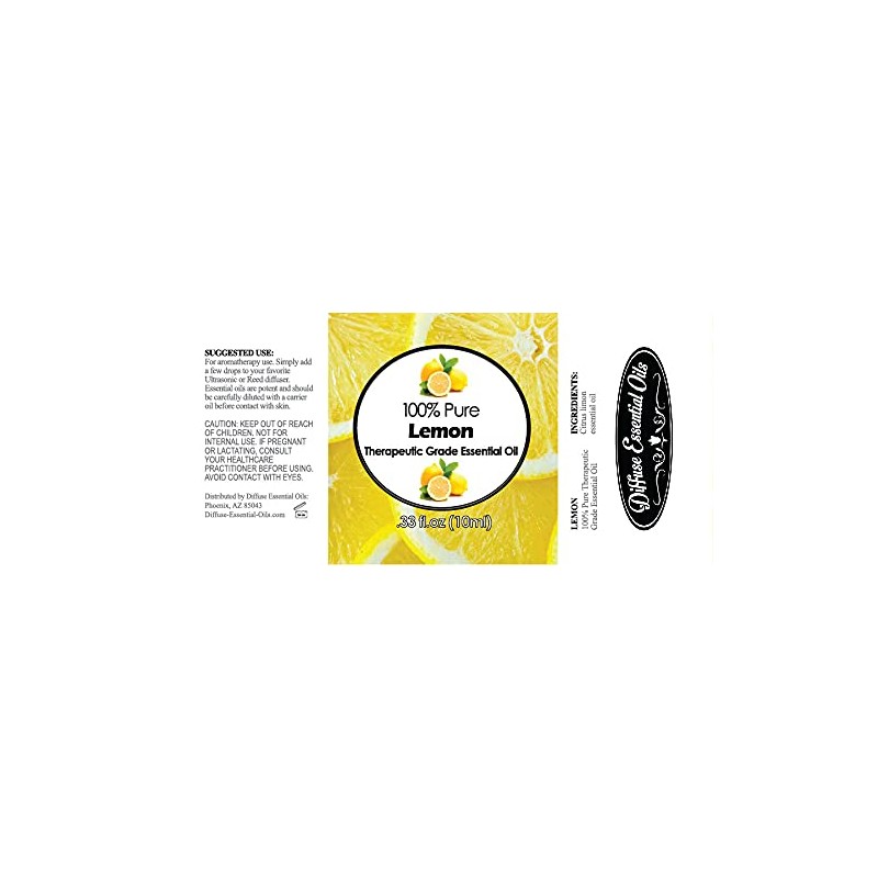 Diffuse Essential Oils 10ml - Lemon Essential Oil - 0.33