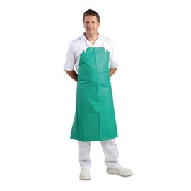 Whites Chefs Clothing Heavy Duty Waterproof Apron, Green, Material: PVC Nylon, Measurements: 914(W) x 1067(L)mm, Neck Loop for Comfortable Wear, Adjustable Waist Ties, A590