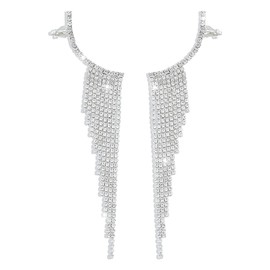 BSLVWG CZ Rhinestone Ear Cuff Wrap Clip On Clawler Climbing Earring Hoop Post Stud Danger Tassel Earrings Hypoallergenic Earring for Women Teen Girls, Acrylic