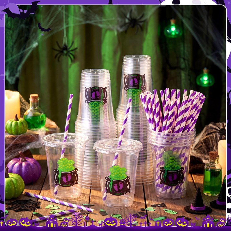 25 Pcs Halloween a Baby Is Brewing Baby Shower Cups