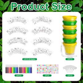Cinrobiye 12 Set Paintable Garden Planter Set, Small Flower Pots with Plant Labels for Gardening Projects, Decorative Planting Activities and Spring Displays