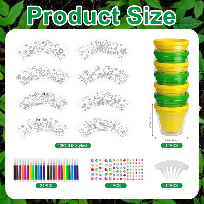 Cinrobiye 12 Set Paintable Garden Planter Set, Small Flower Pots