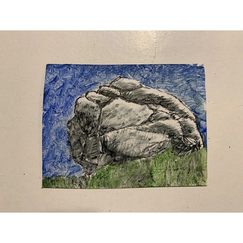 Alex Mac Shop Original ACEO Drawing Stone Rock Landscape Nature