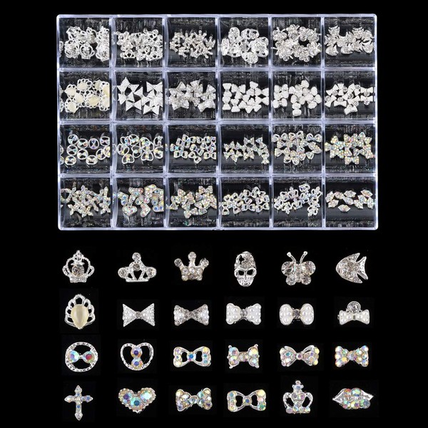 Weilusi - 240 diamantes de imitación de metal 3D para decoración de uñas, 240 unidades, multiformas, para decoración de uñas, maquillaje, decoración facial, suministros de manualidades