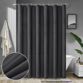 MIULEE Shower Curtain 180 x 210 cm Dark Grey Waterproof Bath Curtain Anti-Mould and Textile Washable Quick Drying Bathroom for Bath and Shower Shower Curtains with 12 Shower Curtain Rings