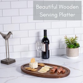 BirdRock Home 16.5" Acacia Oval Serving Platter | Charcuterie Board for Party Appetizers | Cheese Grazing Board | Kitchen Serving Platter | Espresso