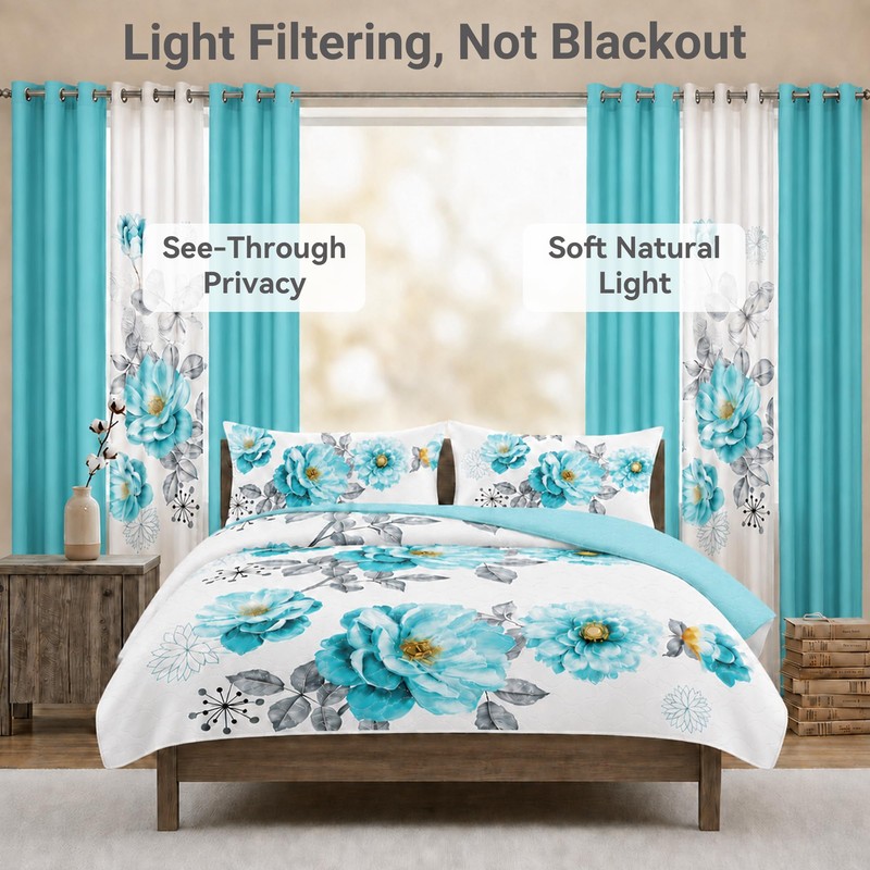 Queen Size Bedspread Set 9 Pieces, Sapphire Flower