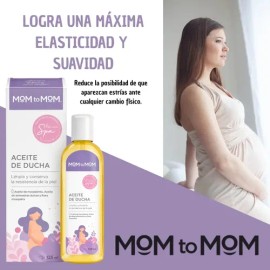 Mom To Mom Aceite De Ducha -125ml - Aceite Para Prevencin De Estras - Con Rosa Mosqueta -Almendras Dulces Y Macadamia - Hidratacin Profunda Y...      
