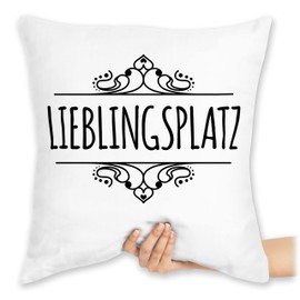 Shirtracer Cushion 40 x 40 cm Decorative Cushion – Statement – Favourite Place Favourite Place Gift Housewarming Living Room – 40 x 40 cm – White – Sofa Cushion with Saying Statements My Cushion 40 x