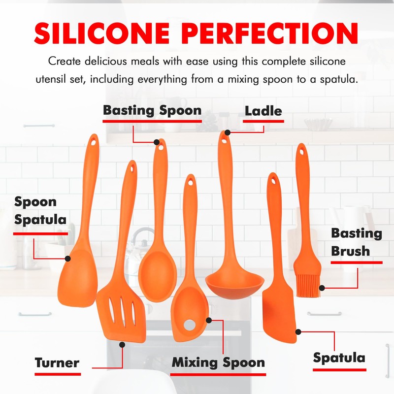 Chef Craft 7 Piece Silicone Kitchen Tool and Utensil Set,