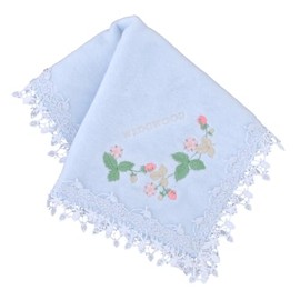 WEDGWOOD 260060-0001-01 Large Lace Towel Handkerchief Wild Strawberry (Blue) [100% Cotton] Women's 11.0 inches (28 cm)