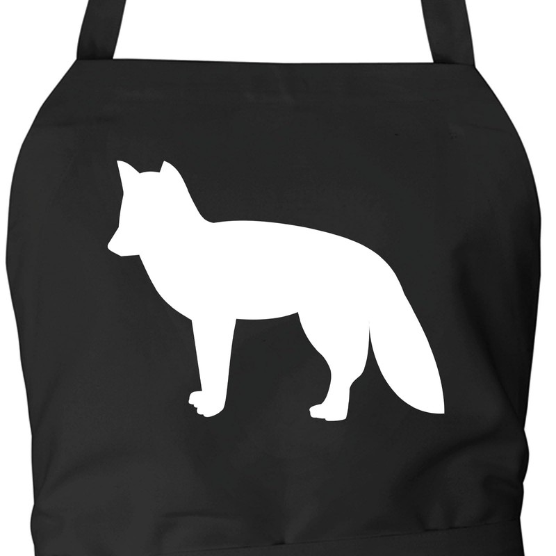 Huuraa Apron Fox Silhouette Gift Cotton Fox Gift Idea, black,