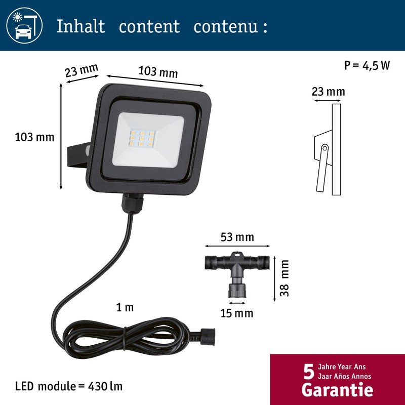 Paulmann 94585 Park + Light LED Outdoor Floodlight Bimea IP65