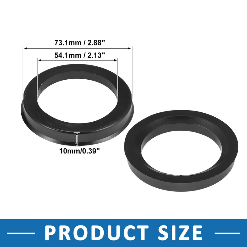 A ABSOPRO 73.1-54.1mm Wheel Hub Centric Rings Plastic Black (Set