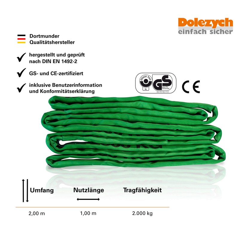 Dolezych Double Sheathed Round Sling 2000 kg Load Capacity 1