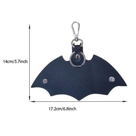 Black Leather Bat Keychain, Holder With Ring Clip for Car Keys - Goth Covers for Men Women Gifts 3 PCS