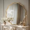 VooBang Gold Scalloped Circle Mirror, 30" Wavy Edge Round Wall
