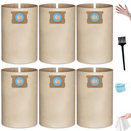 DXVA19-4101 Vacuum Bags for DeWalt 6-10 Gallon Wet/Dry Vacuums - Fits DXV06P, DXV09P, DXV10P Models | High-Efficiency Disposable Filter Bags, 6 Vacuum Bags + Brush