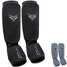 Mytra Fusion Kids Shin Instep Shin Pad Protector for Kickboxing Training Pads (Black, X-Small)