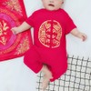 Chinese Style Infant Short Sleeve Embroidery Jumpsuit Cotton Breathable Baby