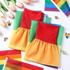 Xuhal Gay Pride Rainbow Striped Fringe Arm Warmer Rainbow Rave Outfits Fringe Warmer Outfit for Women Men Cosplay Accessories(Yarn)