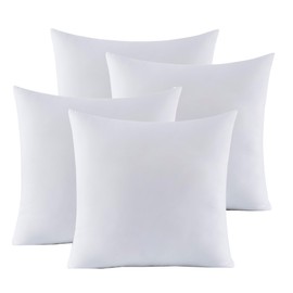 Sweet Home Collection Set-Cushion Inserts for Decorative Throw Covers Soft & Supportive Pillows for Couch, Sofa, Bed, or Chair, 4 Pack - 16" x 16", White 4 Count