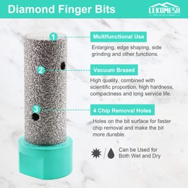 LEKOMESH Diamond Finger Milling-Bits Dia 1"(25MM) for Enlarging Shaping Edging Trimming Holes in Ceramic Porcelain Tile Marble Granite