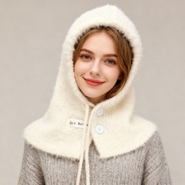 Women's Balaclava Hooded Scarf Hat Winter Neck Warmer LF3522 Free Size/Khaki 4ea