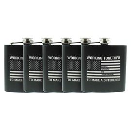 Fire Fighter Gifts For Son First Responders Working Together To Make A Difference 5-Pack 6oz Stainless Steel Hip Flasks Black