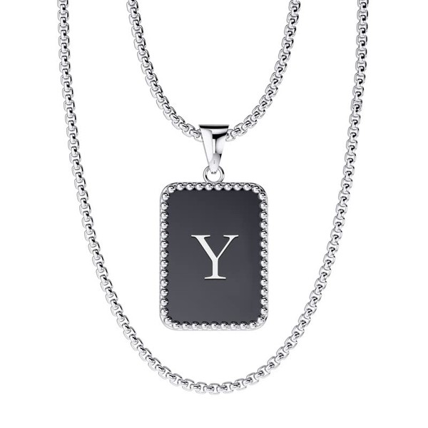 Airrty Initial A-Z Letter Pendant Necklace for Men Women Sterling