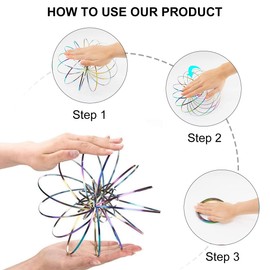 Flow Rings Toy, 3D Arm Spring Magic Flow Ring, Stainless Steel, Multi-Sensor, Educational and Interactive Feather Toy, 3D Magic Flow Ring, Stainless Steel Geometric Kinetic Spring Toy
