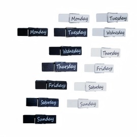 Byvood 14 PCs Black and White Magnetic Wooden Clips with Days of The Week Fridge Magnets Set, Whiteboard Magnet Clips for Refrigerator, Crafts, Calendars, Home, Kitchen, Locker and Office Use